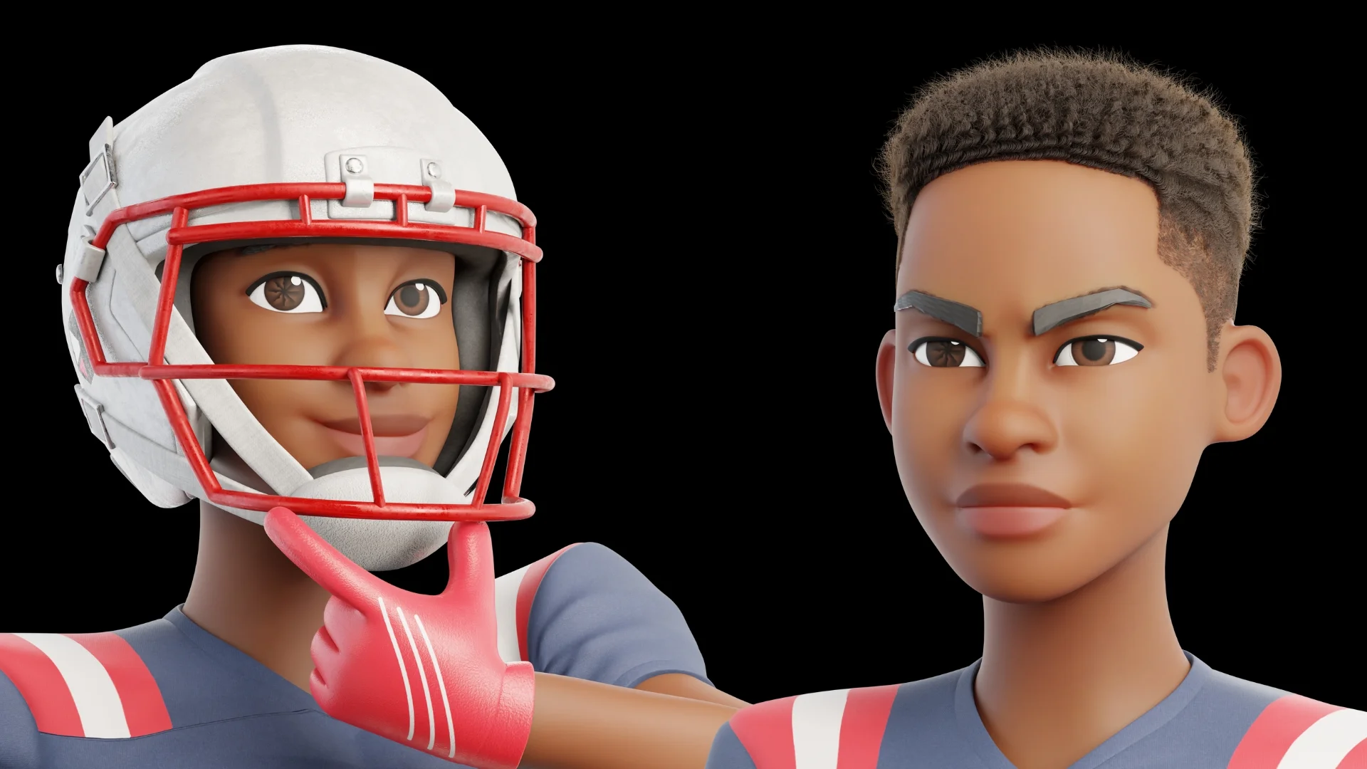 Cartoon NFL sport player facial expressions showcase